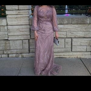 Elegant Long Sleeve Purple Dress